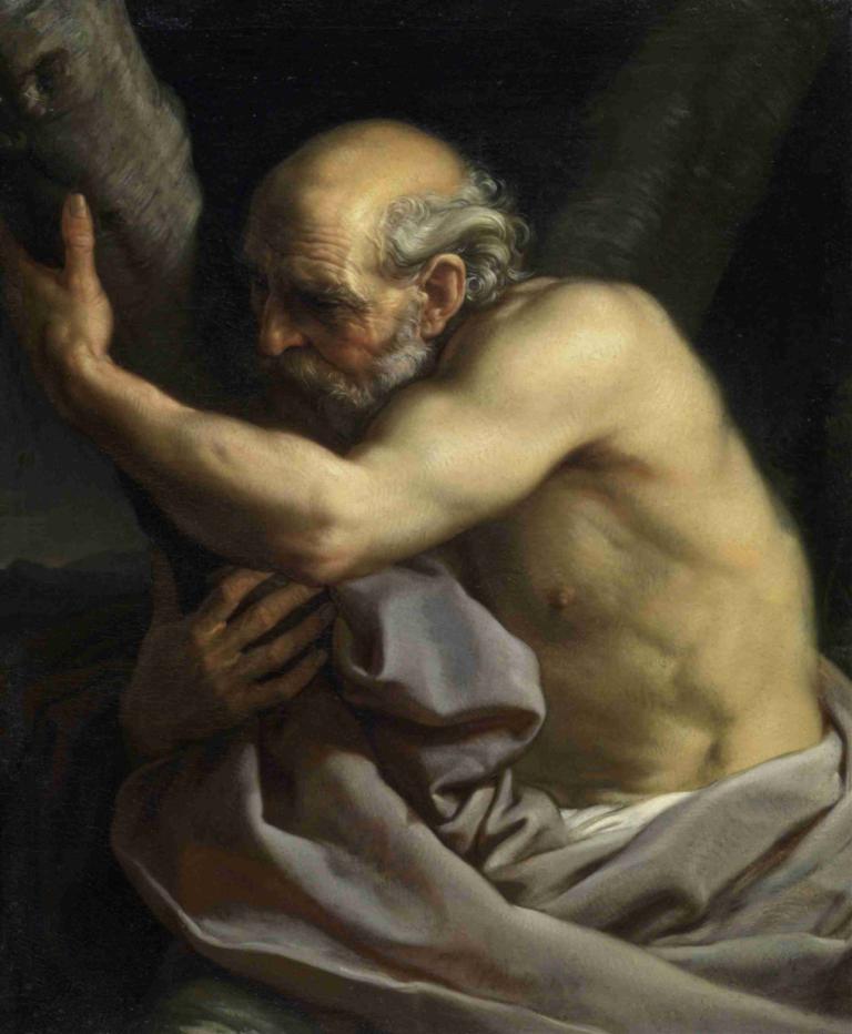 Saint Andrew,Der Heilige Andreas,Pompeo Batoni,Ölgemälde,Ölgemälde, männlicher Fokus, 1Junge, alt, Alter Mann