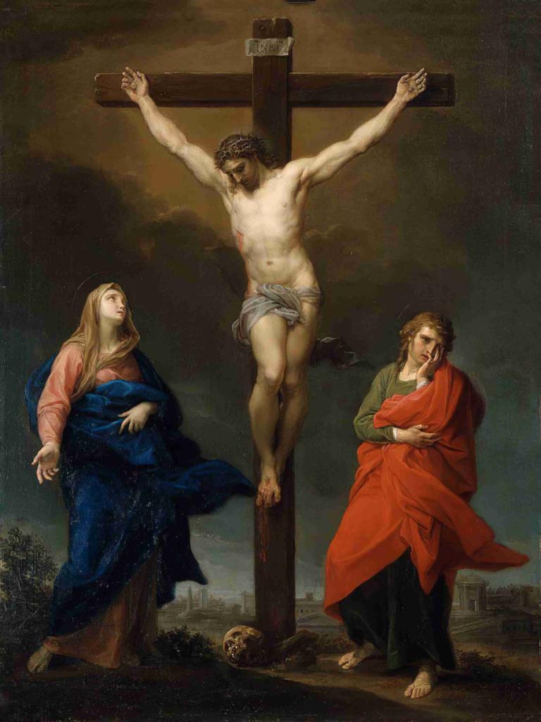 The Crucifixion,Die Kreuzigung,Pompeo Batoni,Ölgemälde,Ölgemälde, Kunstparodie, Parodie, mehrere Jungen