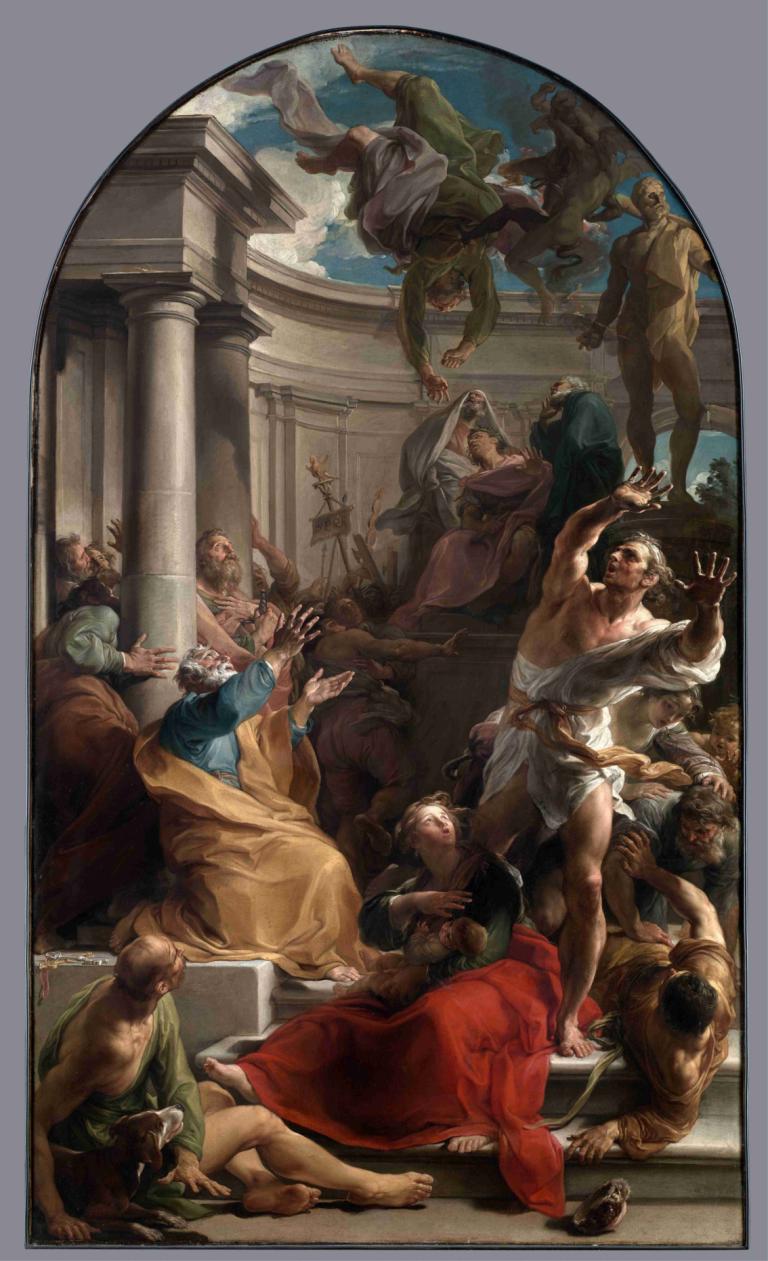 The Fall of Simon Magus,Der Fall des Simon Magus,Pompeo Batoni,Ölgemälde,Ölgemälde, Kunstparodie