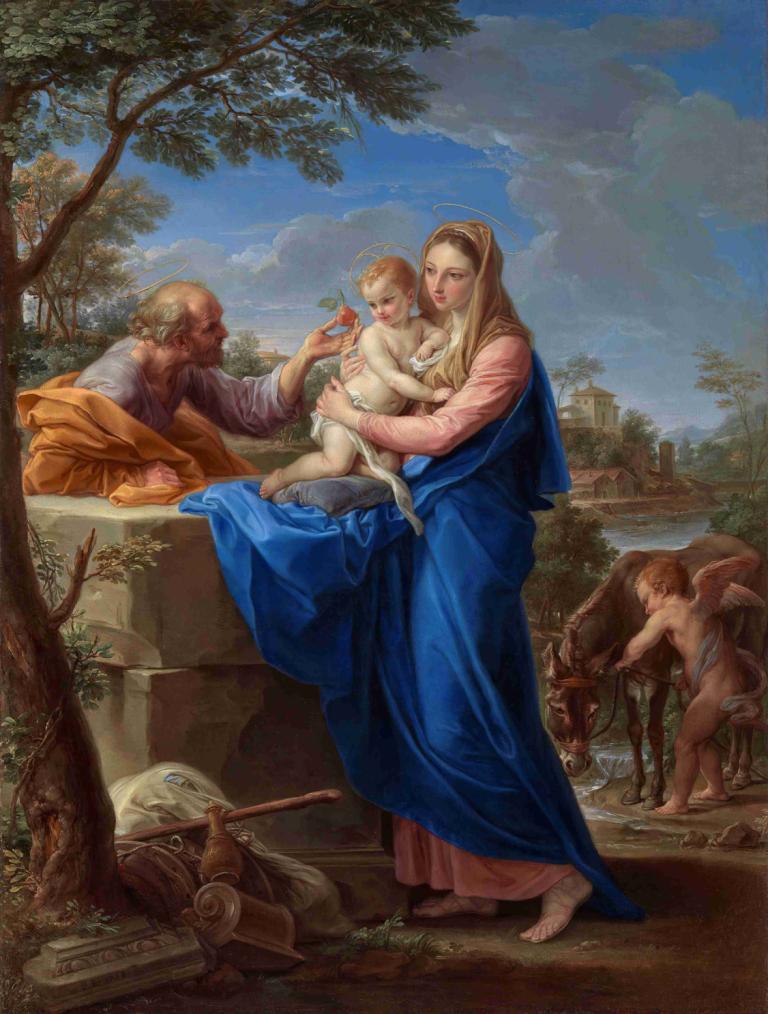 The Rest On The Flight Into Egypt,Der Rest auf der Flucht nach Ägypten,Pompeo Batoni,Ölgemälde,Ölgemälde