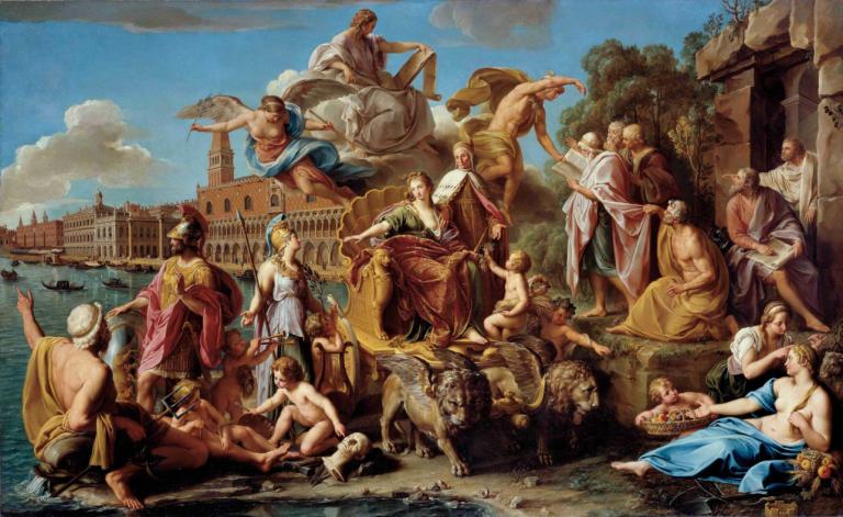 The Triumph Of Venice,Der Triumph von Venedig,Pompeo Batoni,Ölgemälde,Ölgemälde, Kunstparodie, mehrere Jungen