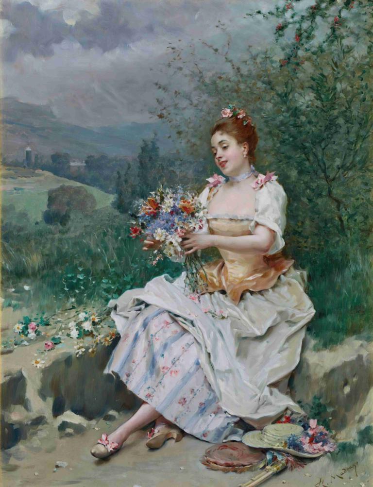 El bouquet de flores,ช่อดอกไม้จากฟลอเรส,Raimundo de Madrazo y Garreta,Raimundo de Madrazoy Garreta