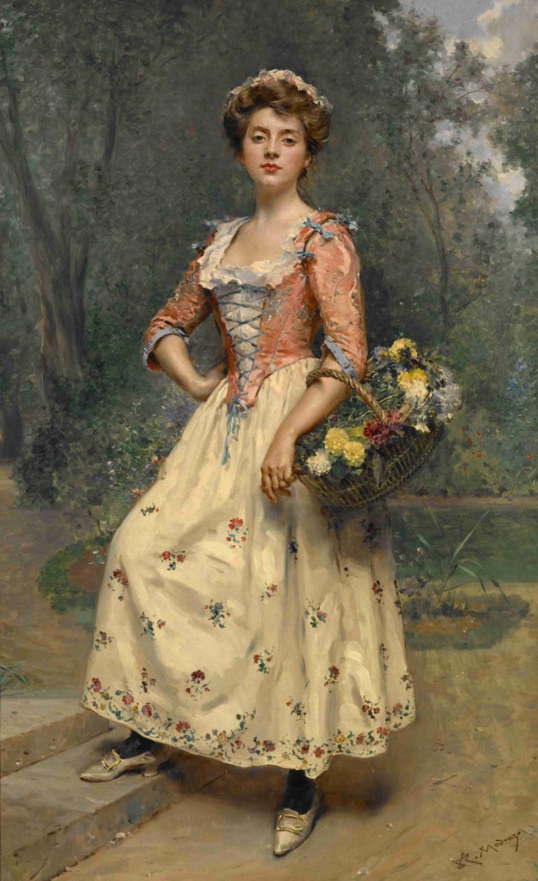 Spring Beauty,Bellezza di primavera,Raimundo de Madrazo y Garreta,Pittura ad olio,Pittura ad olio, 1 ragazza