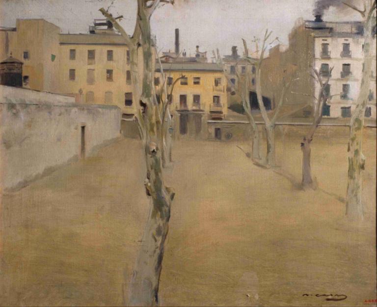 Courtyard of the old Barcelona prison [Courtyard of the 'lambs'],Ramón Casas,Oil Painting,Oil Painting