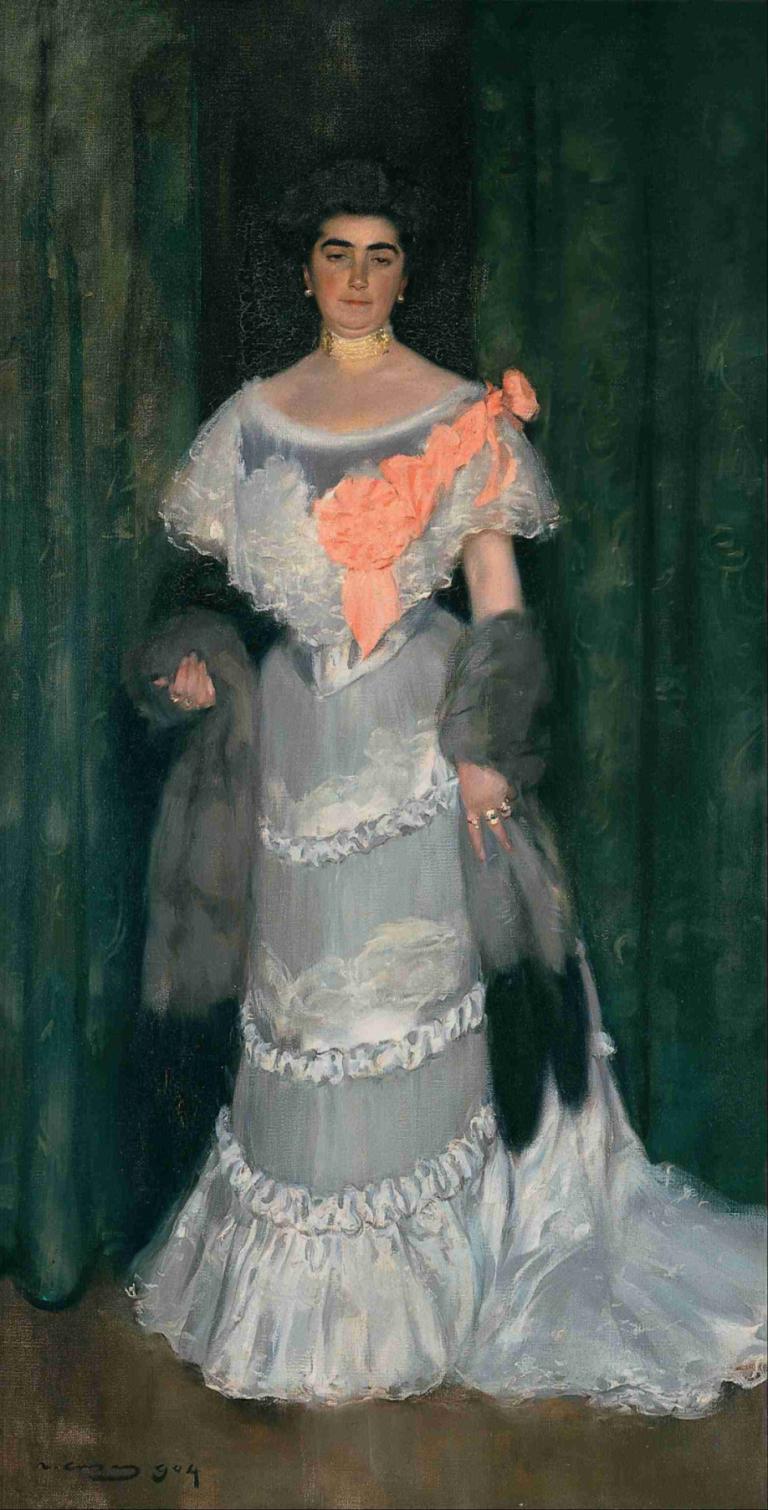 Montserrat Casas De Nieto, In Evening Dress,Montserrat Casas De Nieto, iltapuvussaan,Ramón Casas,Ramon Casas