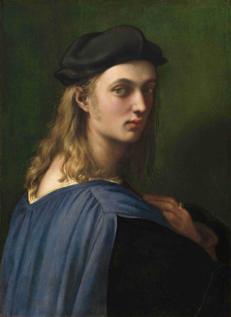 Bindo Altoviti,Raphael,Oil Painting,Oil Painting, solo, blonde hair, realistic, hat, long hair