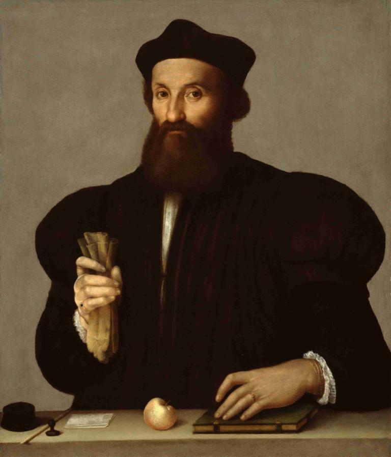 Portrait of a Gentleman,紳士の肖像,Raphael,ラファエル,油絵,油絵, 男の子1人, 男性の焦点, ソロ, 顔の毛, 美術パロディ, 帽子, あごひげ, 現実的な, 口ひげ, テーブル