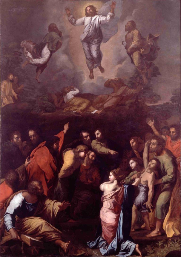 The Transfiguration,变容,Raphael,拉斐尔,油画,油画, 美术模仿, 6+男孩, 多个男孩, 赤脚, 裙子, 多个女孩, 武器, 棕色的头发, 戏仿, 岬, 刀