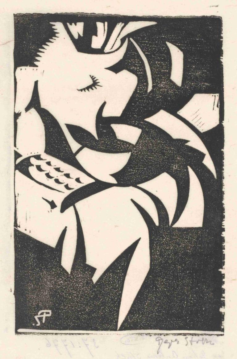 Abstracte compositie,Reijer Stolk,Illustration,Illustration, monochrome, closed eyes, no humans, solo