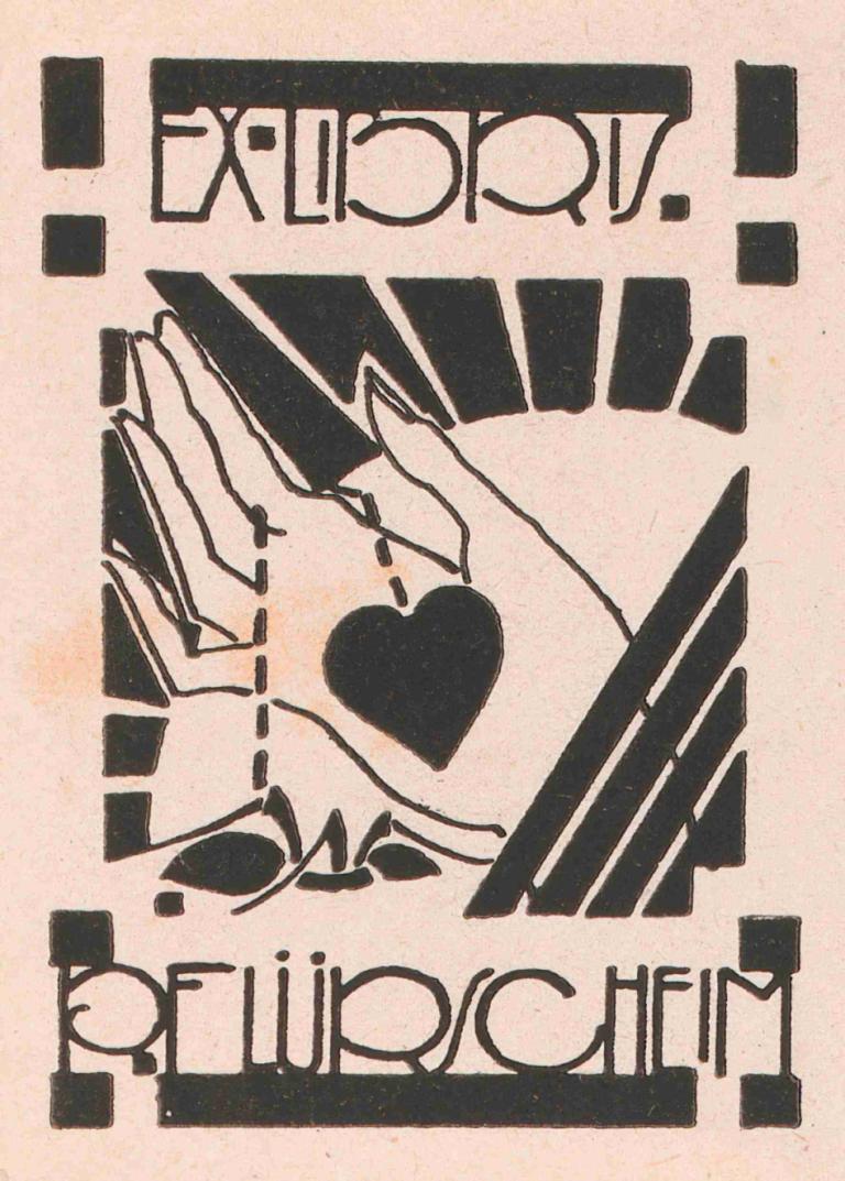 Ex libris van P. Flürscheim,Ex libris di P. Flürscheim,Reijer Stolk,Illustrazione,Illustrazione, cuore