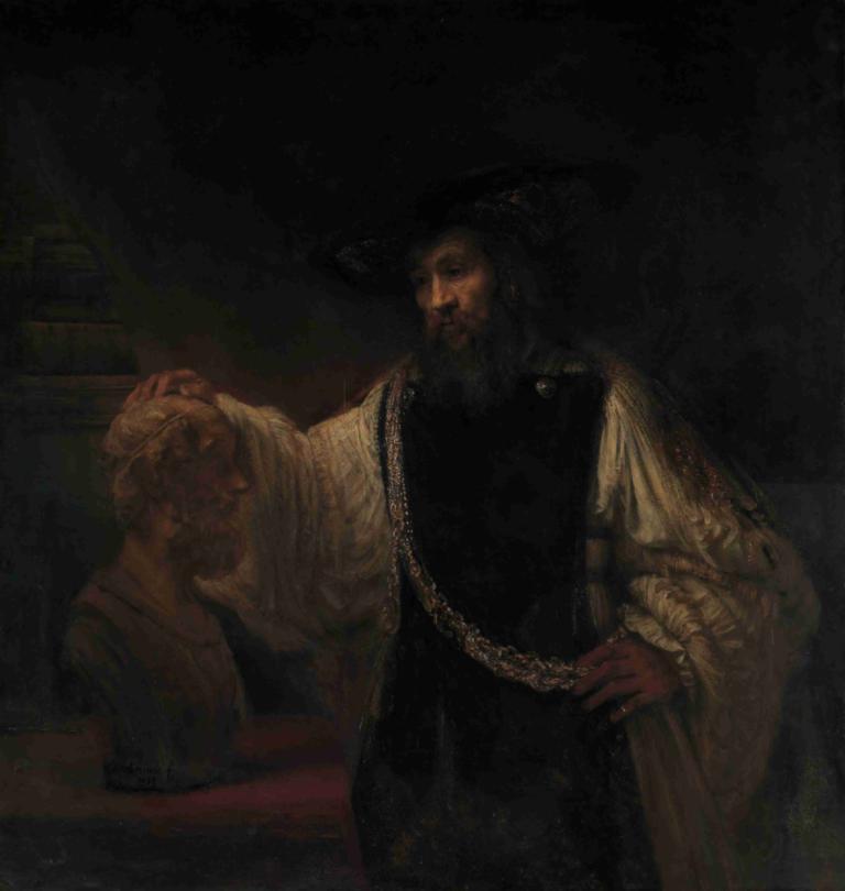 Aristotle with a Bust of Homer,Aristoteles mit einer Büste von Homer,Rembrandt van Rijn,Ölgemälde,Ölgemälde