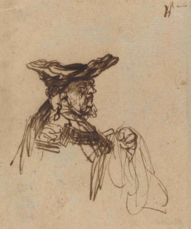 Bust of an Elderly Man in a Flat Cap,Büste eines älteren Mannes mit einer flachen Mütze,Rembrandt van Rijn