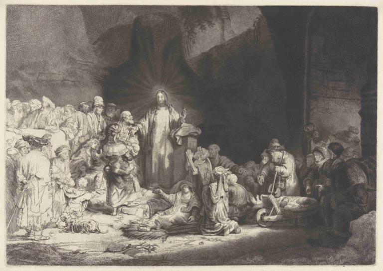 Christ Healing the Sick,병든 자를 고치시는 그리스도,Rembrandt van Rijn,렘브란트 반 라인,동판 에칭,동판 에칭, 여러 소년, 단색화, 6+소년, 여러 여자, 좌석