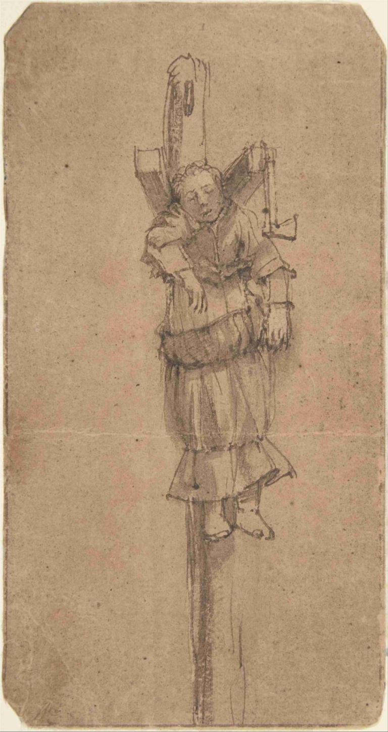 Elsje Christiaens Hanging on a Gibbet,Elsje Christiaens Hängend an einem Gibbet,Rembrandt van Rijn,Skizze