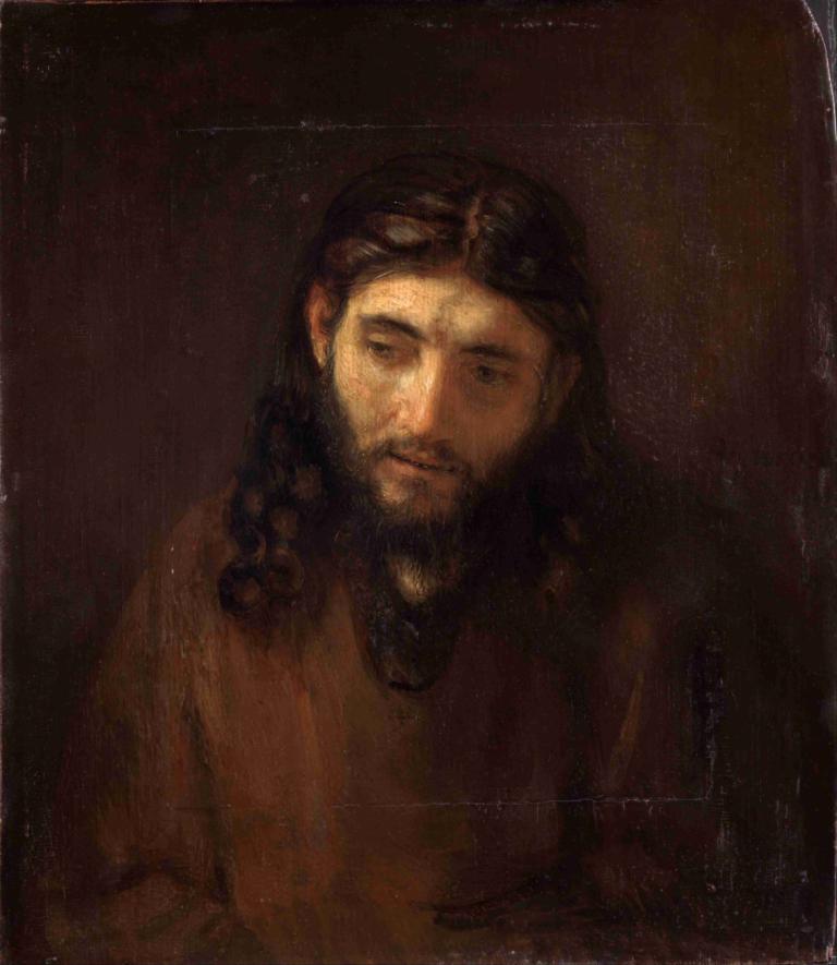 Head Of Christ,Haupt von Christus,Rembrandt van Rijn,Ölgemälde,Ölgemälde, Solo, 1Junge, männlicher Fokus