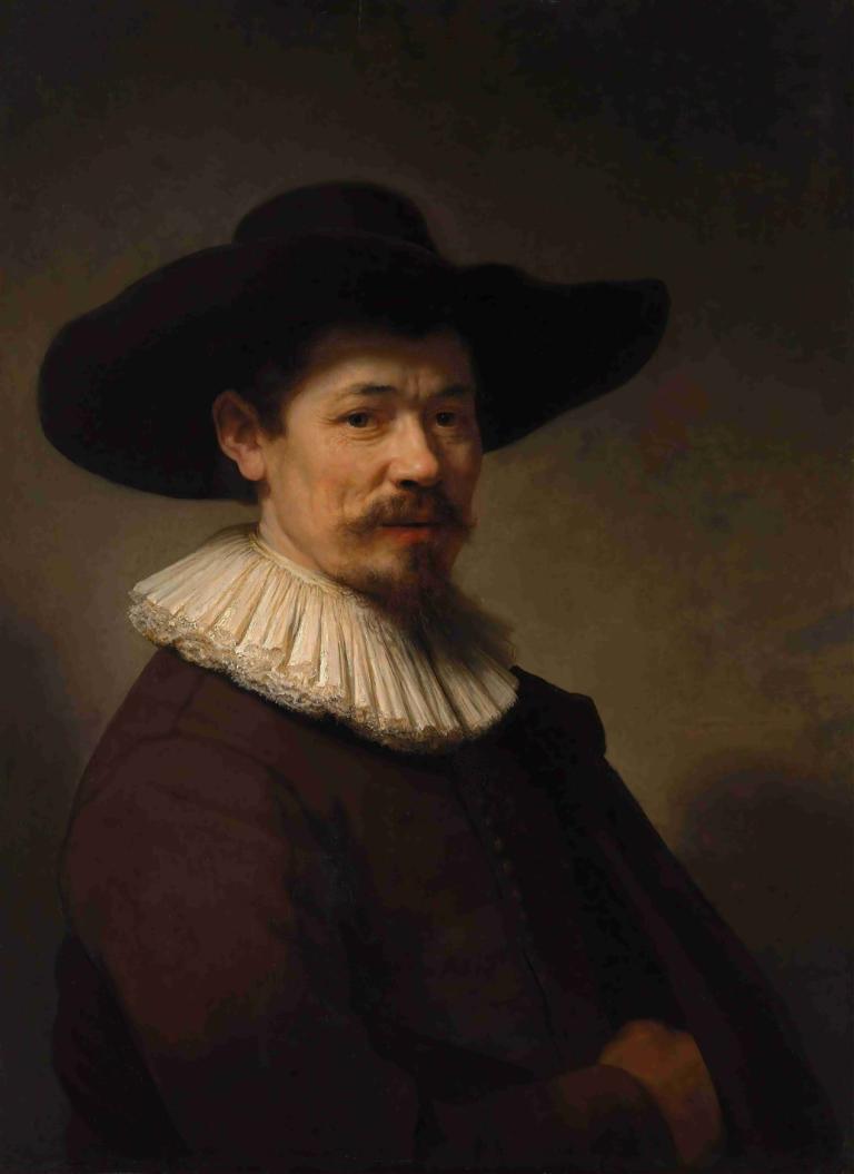 Herman Doomer,Rembrandt van Rijn,Ölgemälde,Ölgemälde, 1Junge, Solo, männlicher Fokus, Hut, Gesichtsbehaarung