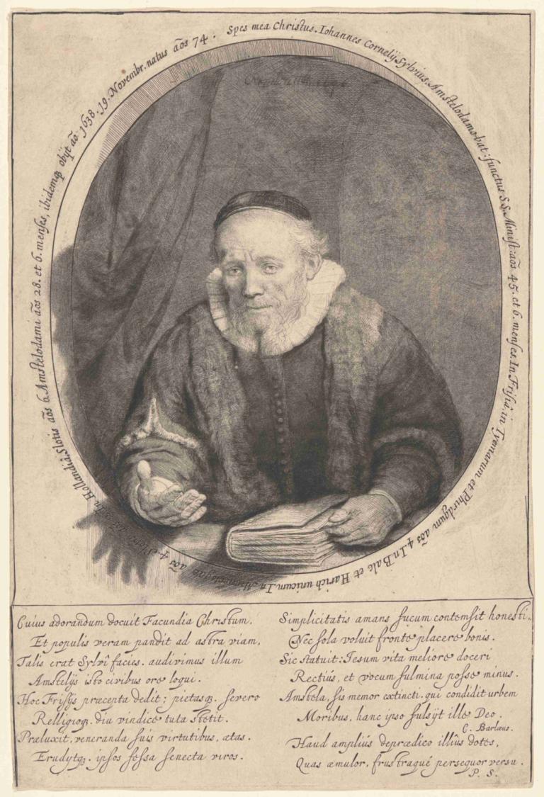 Jan Cornelis Sylvius, Preacher,Jan Cornelis Sylvius, predikant,Rembrandt van Rijn,Koperplaatetsing