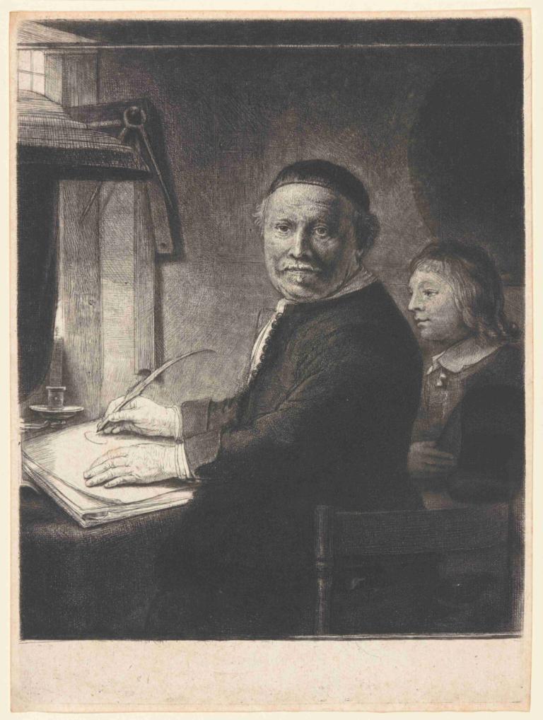 Lieven Willemsz van Coppenol, Writing Master,Rembrandt van Rijn,Copperplate Etching,Copperplate Etching