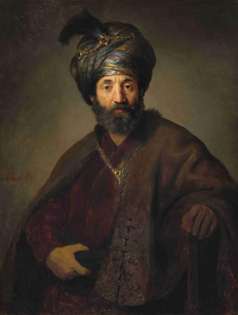 Man in Oriental Costume,Bărbat în costum oriental,Rembrandt van Rijn,Pictura in ulei,Pictura in ulei, 1 băiat