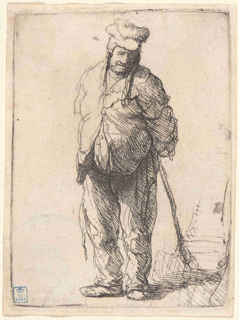 Ragged Peasant with His Hands behind Him, Holding a Stick,Paysan en haillons, les mains derrière lui