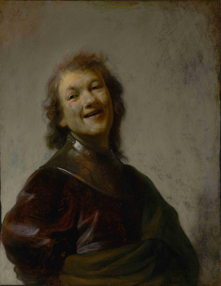 Rembrandt Laughing,Rembrandt Rieur,Rembrandt van Rijn,Peinture à l'huile,Peinture à l'huile, solo, réaliste