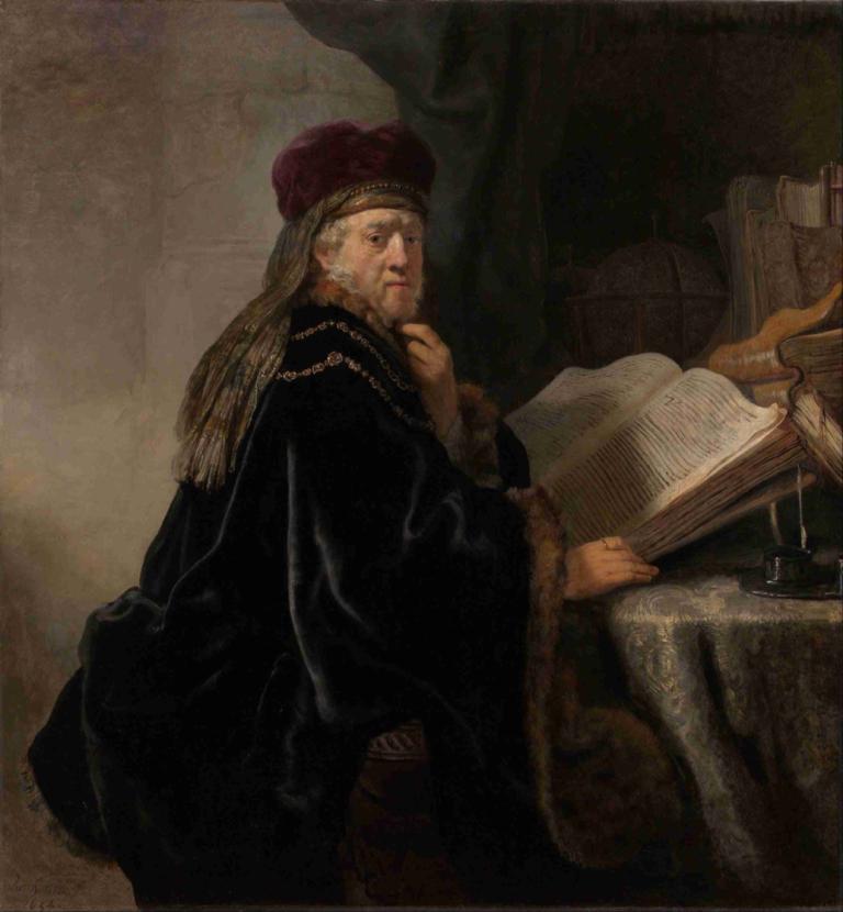 Scholar at his Study,Forsker ved sit Studie,Rembrandt van Rijn,Oliemaleri,Oliemaleri, Bestil, solo, hat