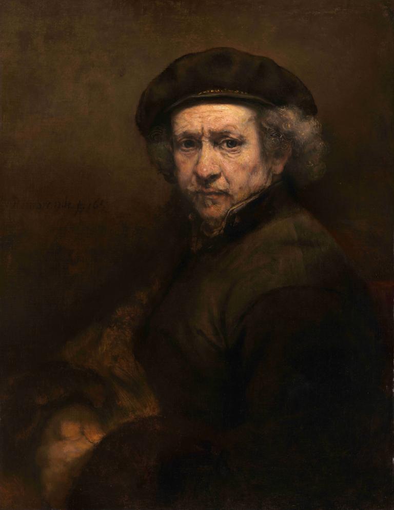 Self-Portrait,Selvportræt,Rembrandt van Rijn,Oliemaleri,Oliemaleri, monokrom, traditionelle medier, skitse