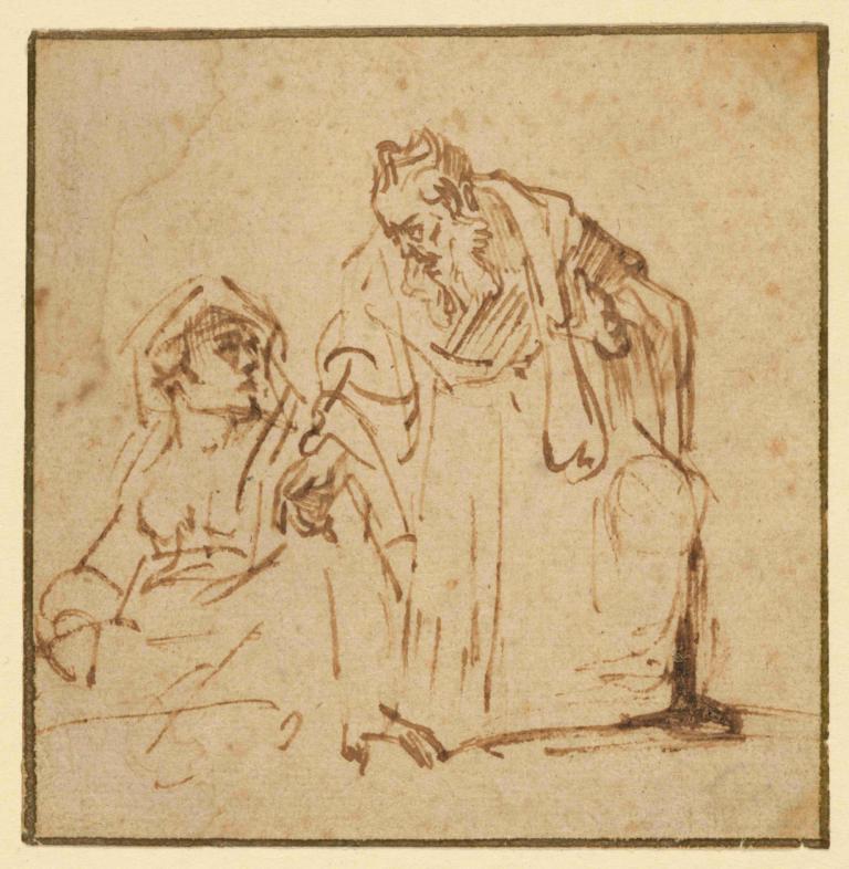 Study of a Man Talking to a Woman Seated on the Left,Studie muže, který mluví se ženou sedící vlevo