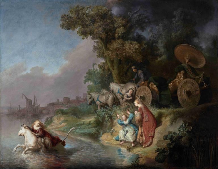 The Abduction of Europa,Únos Evropy,Rembrandt van Rijn,Olejomalba,Olejomalba, strom, více chlapců, venku