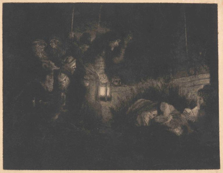 The Adoration of the Shepherds; A Night Piece,Klanění pastýřů; Noční kousek,Rembrandt van Rijn