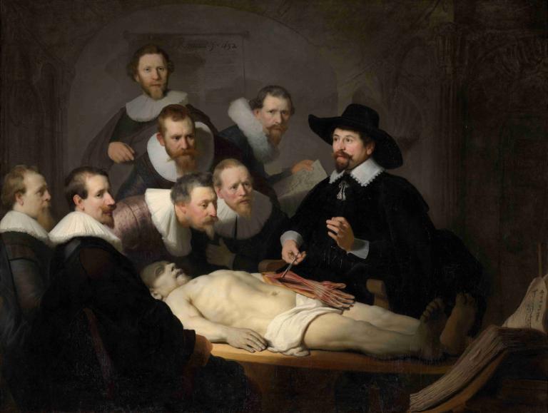 The Anatomy Lesson of Dr Nicolaes Tulp,Lekce anatomie Dr Nicolaes Tulp,Rembrandt van Rijn,Olejomalba