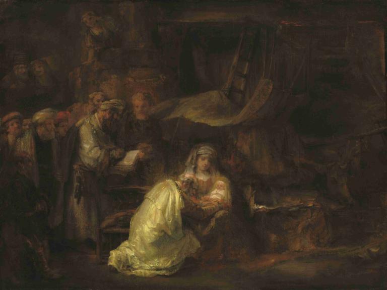 The Circumcision,De besnijdenis,Rembrandt van Rijn,Olieverf,Olieverf, parodie op beeldende kunst