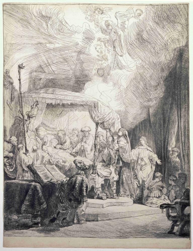 The Death of the Virgin,Kematian Sang Perawan,Rembrandt van Rijn,Pengetsaan Pelat Tembaga