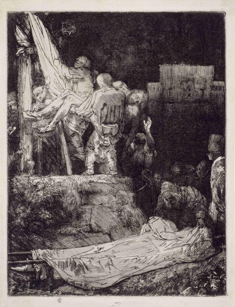 The Descent from the Cross by Torchlight,Turun dari Salib dengan Cahaya Obor,Rembrandt van Rijn