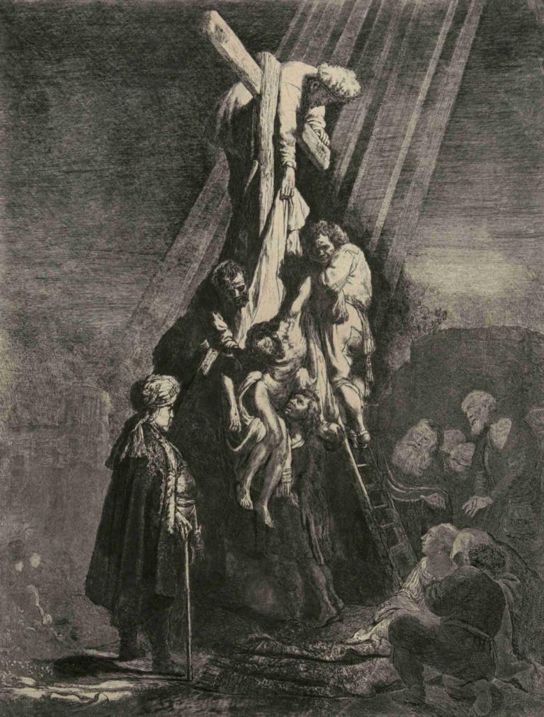 The Descent from the Cross; Second Plate,De Kruisafname; Tweede Plaat,Rembrandt van Rijn,Koperplaatetsing