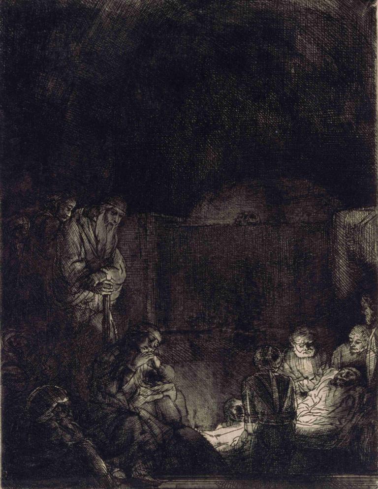 The Entombment,墓穴,Rembrandt van Rijn,伦勃朗,油画,油画, 单色, 多个男孩, 坐着, 黑暗的, 多个女孩, 6+男孩