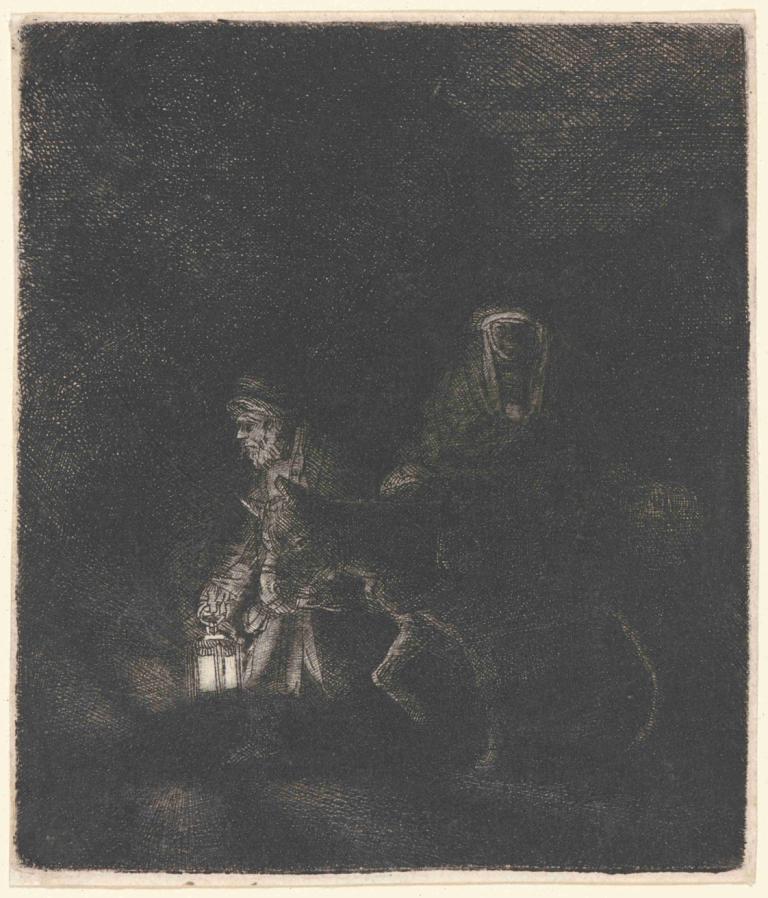 The Flight into Egypt; A Night Piece,Penerbangan ke Mesir; Sebuah Karya Malam,Rembrandt van Rijn