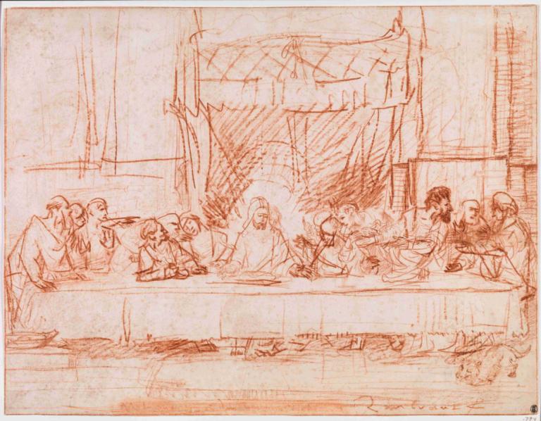 The Last Supper, after Leonardo da Vinci,Perjamuan Terakhir, setelah Leonardo da Vinci,Rembrandt van Rijn