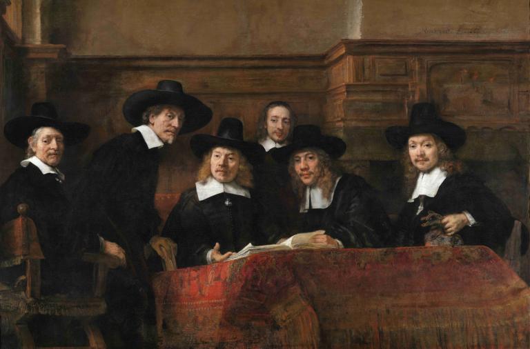 The Sampling Officials of the Drapers’ Guild,Die Probenahmebeamten der Tuchmacherinnung,Rembrandt van Rijn