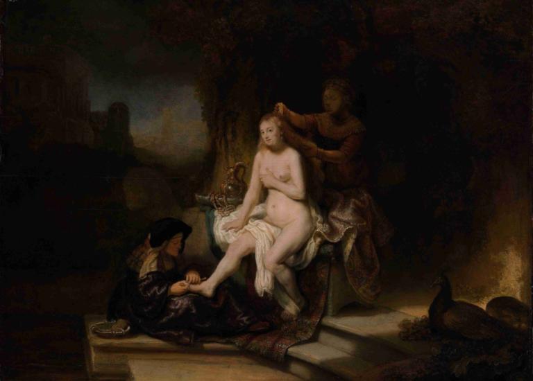 The Toilet of Bathsheba,Die Toilette der Bathseba,Rembrandt van Rijn,Ölgemälde,Ölgemälde, Kunstparodie, nackt