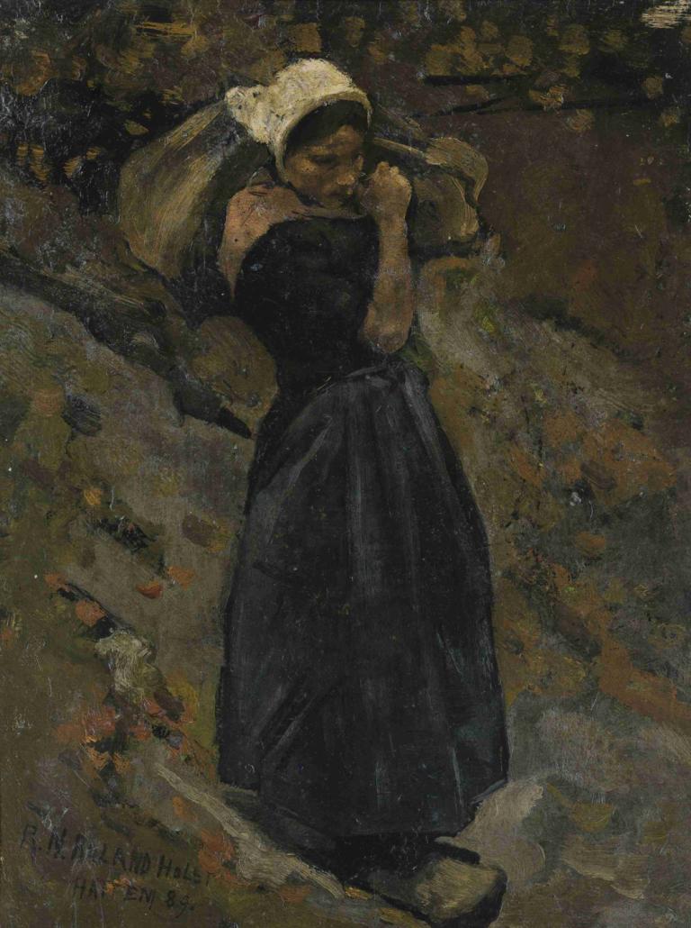 A Peasant Woman carrying a Sack,Selka nesoucí pytel,Richard Nicolaüs Roland Holst,Ilustrace,Ilustrace, sólo