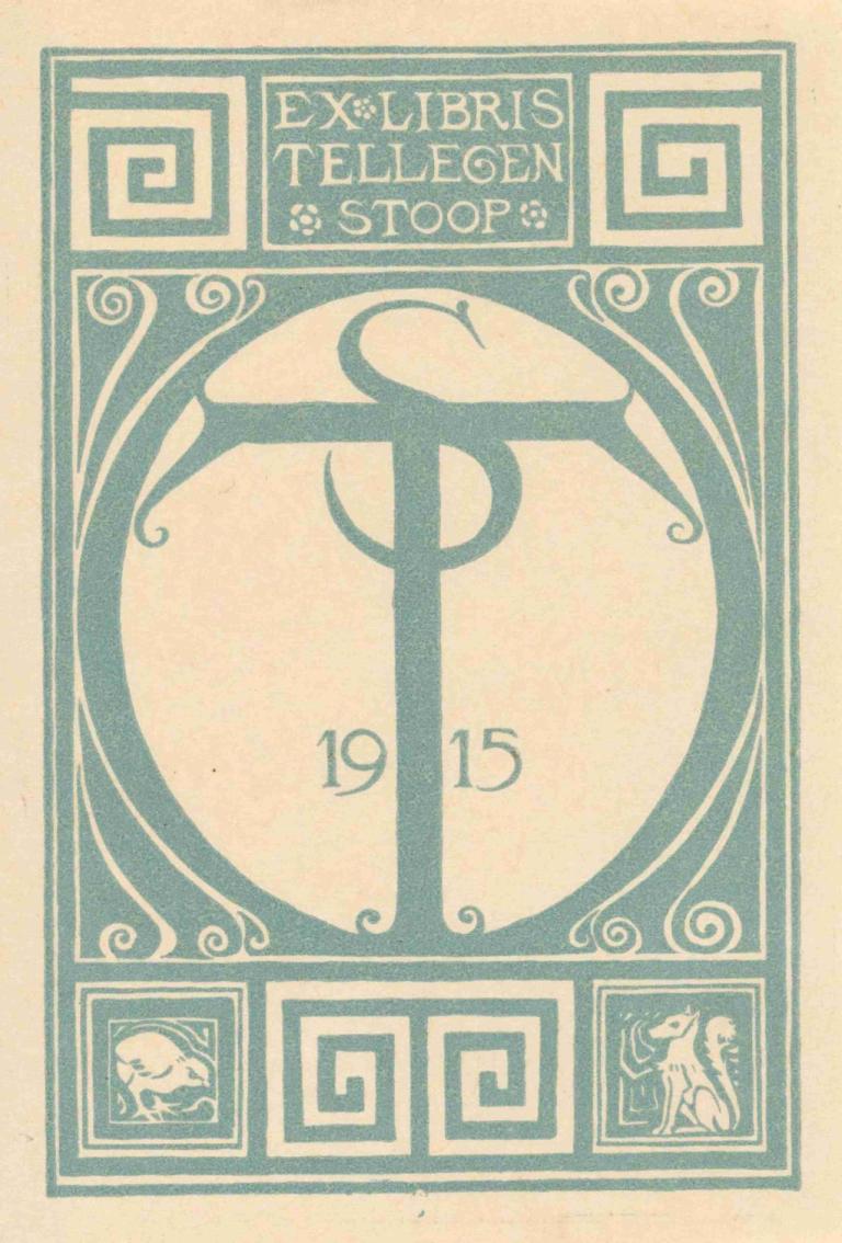 Ex libris van Tellegen-Stoop,Ex libris by Tellegen-Stoop,Richard Nicolaüs Roland Holst,Kuva,Kuva, yksivärinen