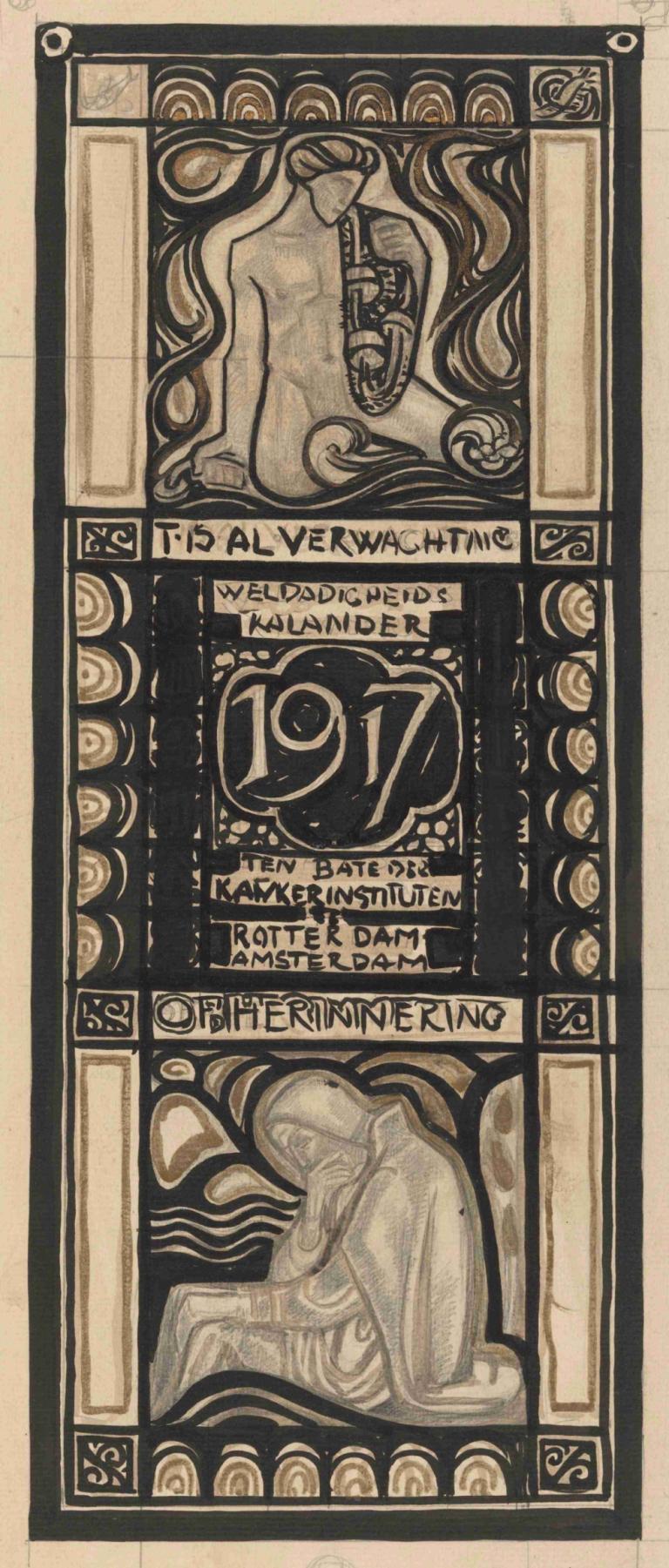 Ontwerp voor Weldadigheidskalender voor 1917,Entwurf für den Weldadigheid-Kalender für 1917