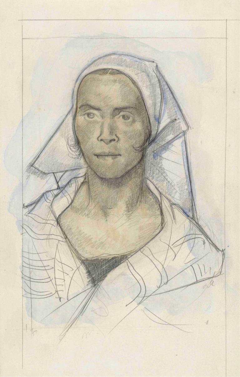 Portret van een vrouw met hoofddoek,Portret de o femeie cu eșarfă pe cap,Richard Nicolaüs Roland Holst