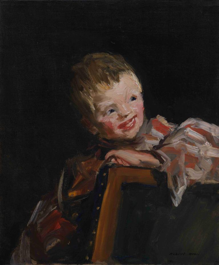 Cory (Cori Looking Over the Back of a Chair),Robert Henri,Oil Painting,Oil Painting, solo, male focus, 1boy