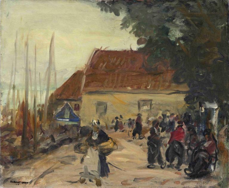 Volendam Street Scene,Volendams straatbeeld,Robert Henri,Olieverf,Olieverf, traditionele media