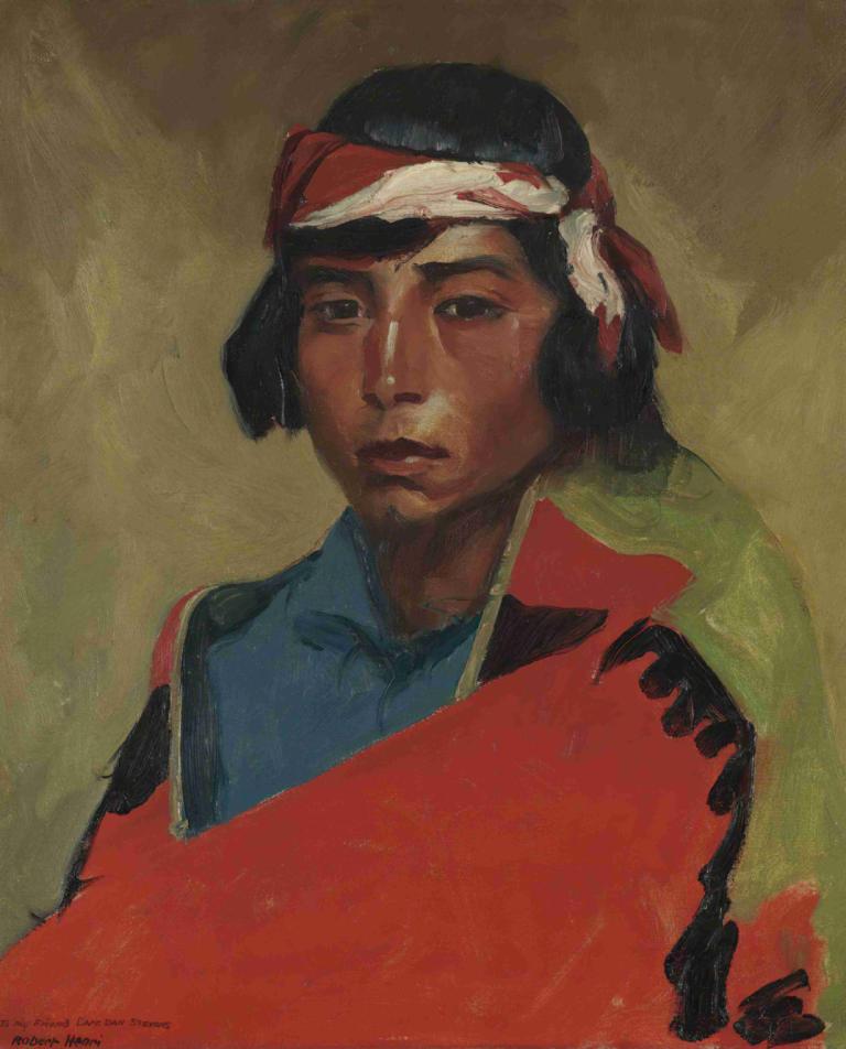 Young Buck Of The Tesuque Pueblo,Jonge bokken van de Tesuque Pueblo,Robert Henri,Olieverf,Olieverf, solo