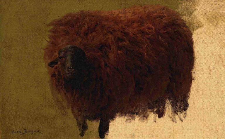 Large Wooly Sheep [Wether],대형 털양 [웨더],Rosa Bonheur,핑크 보네르,오일 페인팅,오일 페인팅, 인간은 없어, 독주, 동물 중심, 동물, 현실적인, 간단한 배경