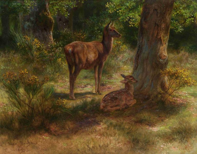 Les Cerfs Et Les Fauves Dans Un Bois,Ciervos y cervatillos en un bosque,Rosa Bonheur,Bonheur rosa