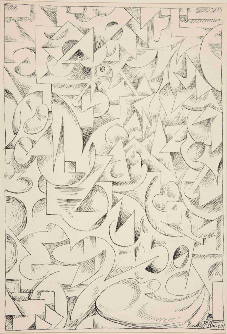 Untitled (Abstract Forms),Tanpa judul (Bentuk Abstrak),Rudolf Bauer,Ilustrasi,Ilustrasi, satu warna